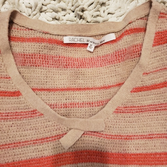 RACHEL ROY  Beige Red Striped Long Sleeve Sweater - Picture 4 of 5